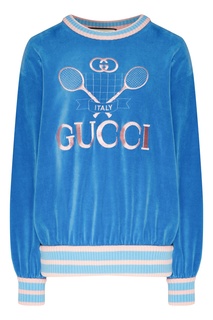 Синий свитшот с рисунком Gucci