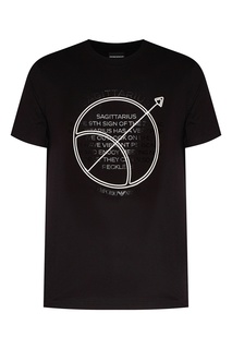Черная футболка с круглым логотипом Emporio Armani