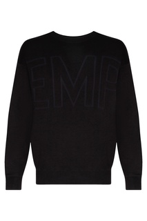 Черный джемпер с крупным логотипом Emporio Armani