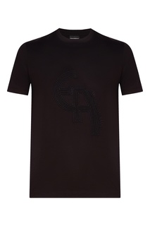 Черная футболка с рельефным логотипом Emporio Armani