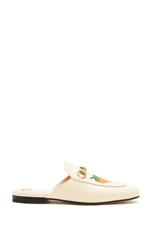 Белые слиперы Princetown с рисунком Gucci