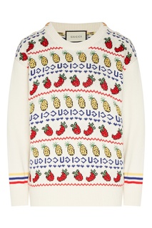 Белый джемпер с узором Gucci