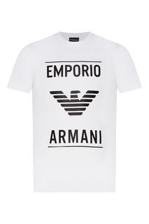 Белая футболка с крупным логотипом Emporio Armani