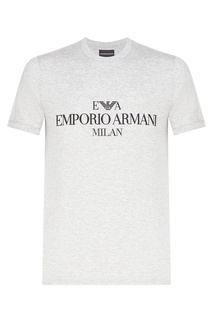 Серая меланжевая футболка с логотипом Emporio Armani
