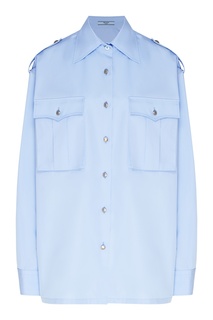Голубая рубашка с накладными карманами Prada