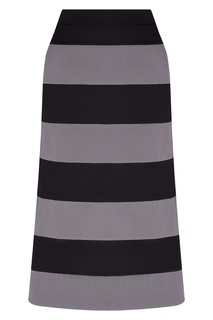 Черно-серая юбка-миди в полоску Prada