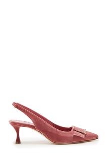Розовые бархатные слингбэки Dolores Manolo Blahnik