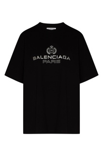 Черная футболка со стилизованным логотипом Balenciaga