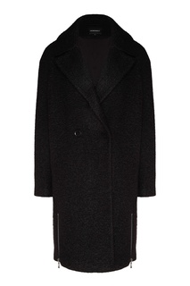 Черное пальто из фактурной ткани Emporio Armani