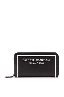 Черный кошелек с контрастной окантовкой Emporio Armani
