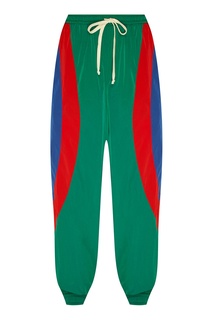 Зеленые брюки с контрастными вставками Gucci Man