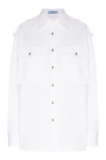 Белая рубашка с накладными карманами Prada