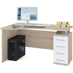 Стол компьютерный СОКОЛ КСТ-104.1 дуб сонома/белый правый