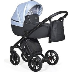 Коляска 2 в 1 Indigo DURAN Du 04 (черный-голубая кожа)