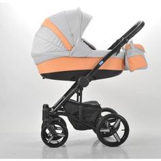 Коляска 2 в 1 Mr Sandman West-East Premium 50% Эко кожа Персиковый Перфорированный - Серый KMSWEP50-0735CH09
