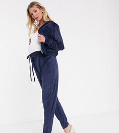 Темно-синие бархатные джоггеры скинни на завязке Fashionkilla Maternity - Бежевый
