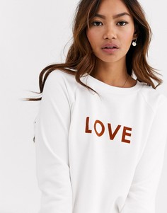 Белый трикотажный топ с надписью love Pimkie - Белый