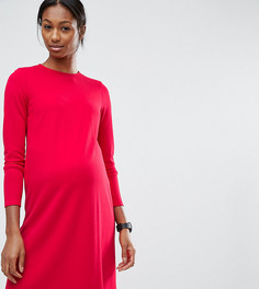Цельнокройное платье для беременных из понте с рукавами 3/4 ASOS Maternity - Красный