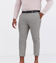 Коричневые зауженные строгие брюки с мелким узором гусиная лапка New Look Plus - Коричневый
