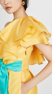 Prabal Gurung Carsix One Shoulder Ruffle Dress