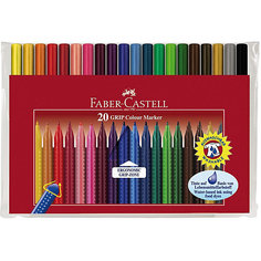 Фломастеры Faber-Castell Grip, 20 цветов, смываемые