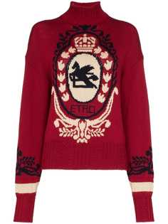 Etro свитер с высоким воротником и логотипом вязки интарсия