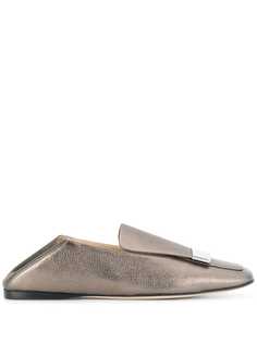 Sergio Rossi metallic square toe loafers