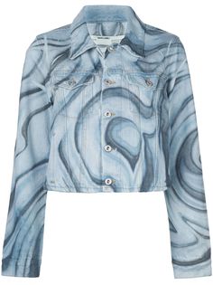 Off-White psychedelic-print cropped denim jacket