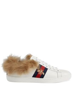 Gucci кроссовки Ace с меховой отделкой