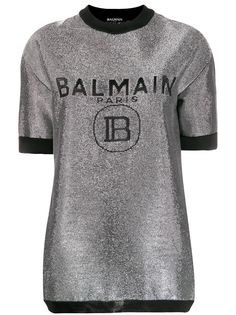 Balmain футболка с логотипом и эффектом металлик