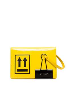 Off-White Yellow patent leather arrow print cardholder
