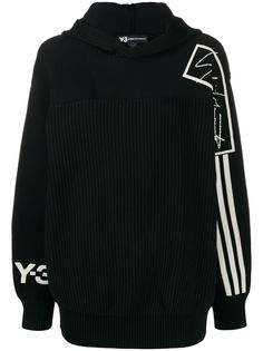 Y-3 stripe detail knitted hoodie