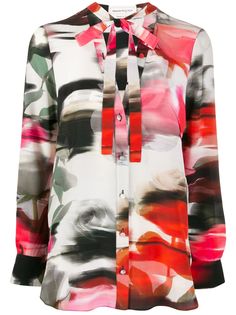 Alexander McQueen rose print silk blouse