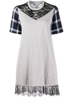 McQ Alexander McQueen contrast lace panel mini dress