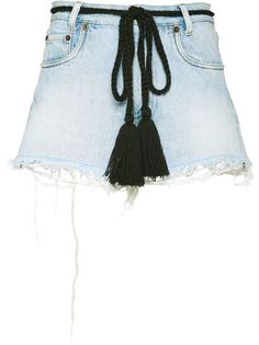 Miu Miu tassel tie waist denim shorts
