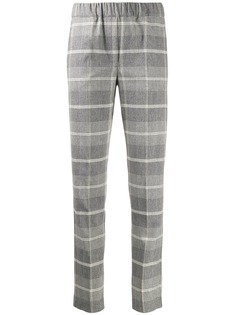 D.Exterior checked slim fit trousers