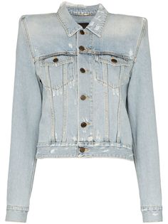 Saint Laurent exaggerated shoulder denim jacket
