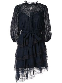 Zimmermann ярусное кружевное платье мини Sabotage