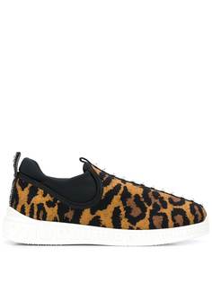 Miu Miu Run stretch knit leopard print sneakers