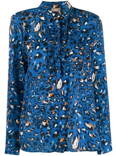 Altea ruffled leopard print shirt
