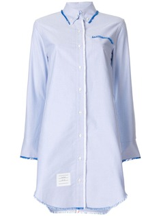 Thom Browne Center-back Stripe Frayed Oxford Shirtdress