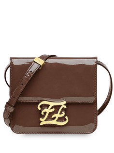 Fendi karligraphy patent leather shoulder bag