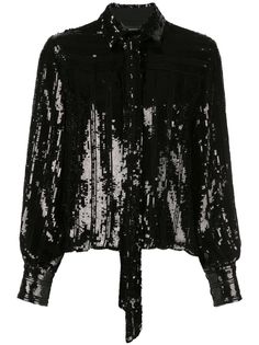 Sally Lapointe sequined tied-neck blouse
