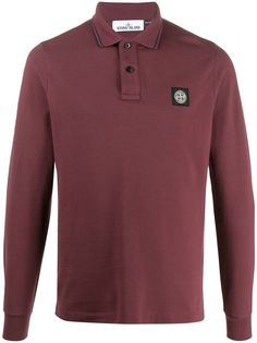 Stone Island logo patch longsleeved polo shirt