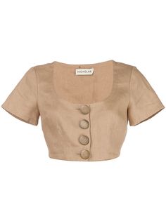 Nicholas front button fastening cropped top