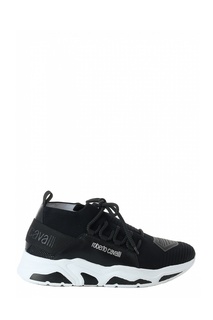 Черные кроссовки из текстиля с отделкой Roberto Cavalli