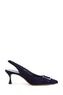 Темно-синие бархатные слингбэки Dolores Manolo Blahnik