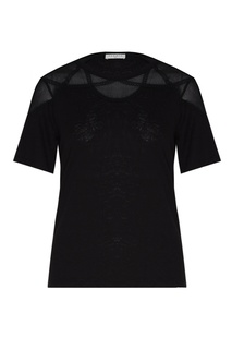 Черная льняная блузка с отделкой Sandro