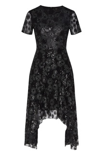 Асимметричное черное платье с пайетками Maje