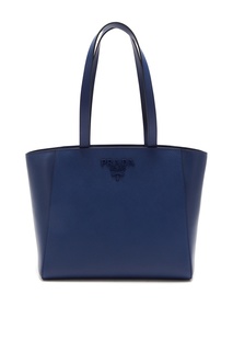 Синяя сафьяновая сумка-тоут Shopping Prada